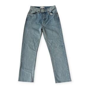 Re/Done Stove Pipe Crop Raw Hem Jeans Denim Light Wash Size 25
